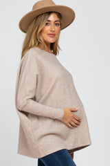 Beige Dolman Sleeve Soft Knit Maternity Top