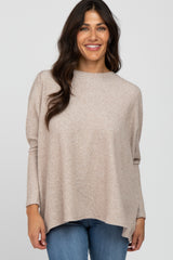 Beige Dolman Sleeve Soft Knit Maternity Top