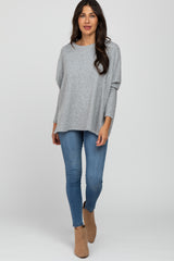 Heather Grey Dolman Sleeve Soft Knit Top