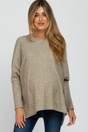 Light Olive Soft Knit Maternity Long Sleeve Top