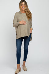 Light Olive Soft Knit Maternity Long Sleeve Top