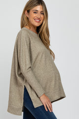 Light Olive Soft Knit Maternity Long Sleeve Top