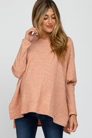 Salmon Soft Knit Maternity Long Sleeve Top