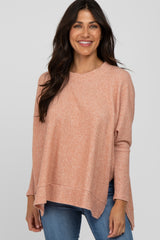 Salmon Soft Knit Long Sleeve Top