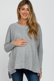 Heather Grey Soft Knit Long Sleeve Top