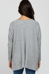 Heather Grey Soft Knit Long Sleeve Top