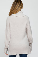 Grey Knit Turtleneck Maternity Sweater