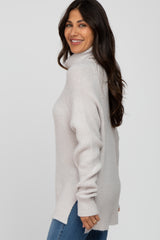 Grey Knit Turtleneck Sweater