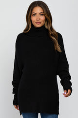 Black Knit Turtleneck Maternity Sweater