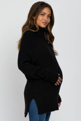 Black Knit Turtleneck Maternity Sweater