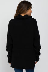 Black Knit Turtleneck Maternity Sweater