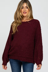 Burgundy Chunky Knit Maternity Sweater