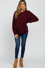 Burgundy Chunky Knit Maternity Sweater