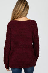 Burgundy Chunky Knit Maternity Sweater