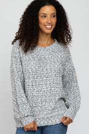 Grey Two-Tone Chunky Knit Sweater