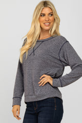 Navy Heather Long Sleeve Top