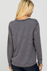 Navy Heather Long Sleeve Top