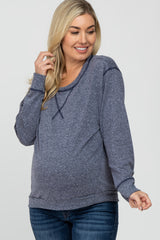 Navy Heather Maternity Long Sleeve Top