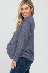 Navy Heather Maternity Long Sleeve Top