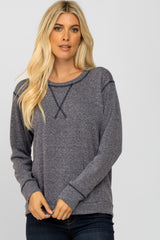 Navy Heather Long Sleeve Top