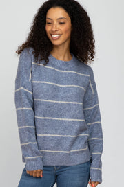 Blue Striped Knit Sweater