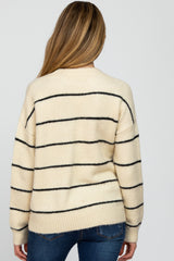 Cream Striped Maternity Knit Sweater