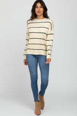 Cream Striped Knit Sweater