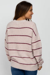 Light Pink Striped Maternity Knit Sweater