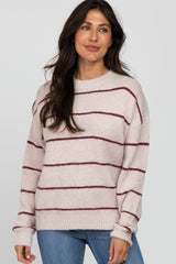 Light Pink Striped Maternity Knit Sweater