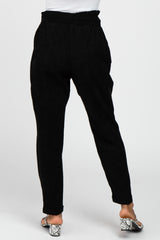 Black Paperbag Waist Cropped Pants