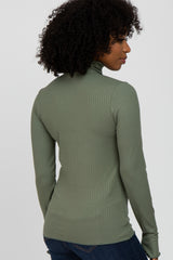 Olive Ribbed Knit Turtleneck Top