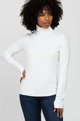 Ivory Ribbed Knit Turtleneck Top