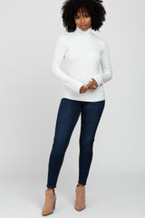 Ivory Ribbed Knit Turtleneck Top