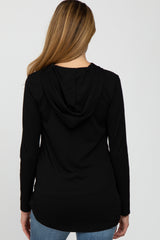 Black Ribbed Lightweight Maternity Hoodie