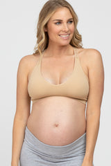 Beige Lace Racerback Maternity Bralette