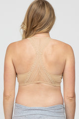 Beige Lace Racerback Maternity Bralette