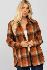 Rust Plaid Brushed Maternity Flannel Top