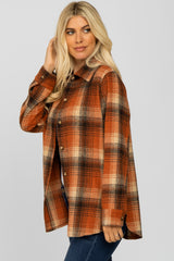 Rust Plaid Brushed Flannel Top