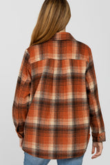 Rust Plaid Brushed Maternity Flannel Top