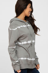 Light Olive Striped Tie Dye Maternity Hoodie