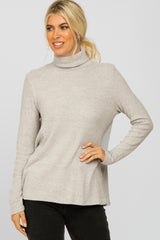 Heather Grey Brushed Rib Turtleneck Top