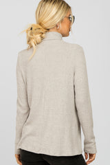 Heather Grey Brushed Rib Turtleneck Top