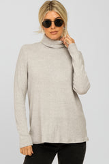 Heather Grey Brushed Rib Turtleneck Top