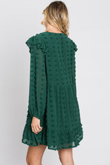 Forest Green Swiss Dot Ruffle Dress