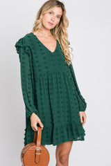 Forest Green Swiss Dot Ruffle Dress