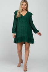 Forest Green Swiss Dot Ruffle Maternity Dress