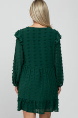 Forest Green Swiss Dot Ruffle Maternity Dress