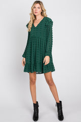 Forest Green Swiss Dot Ruffle Dress