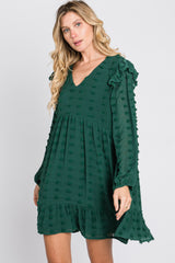 Forest Green Swiss Dot Ruffle Dress