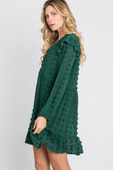 Forest Green Swiss Dot Ruffle Dress